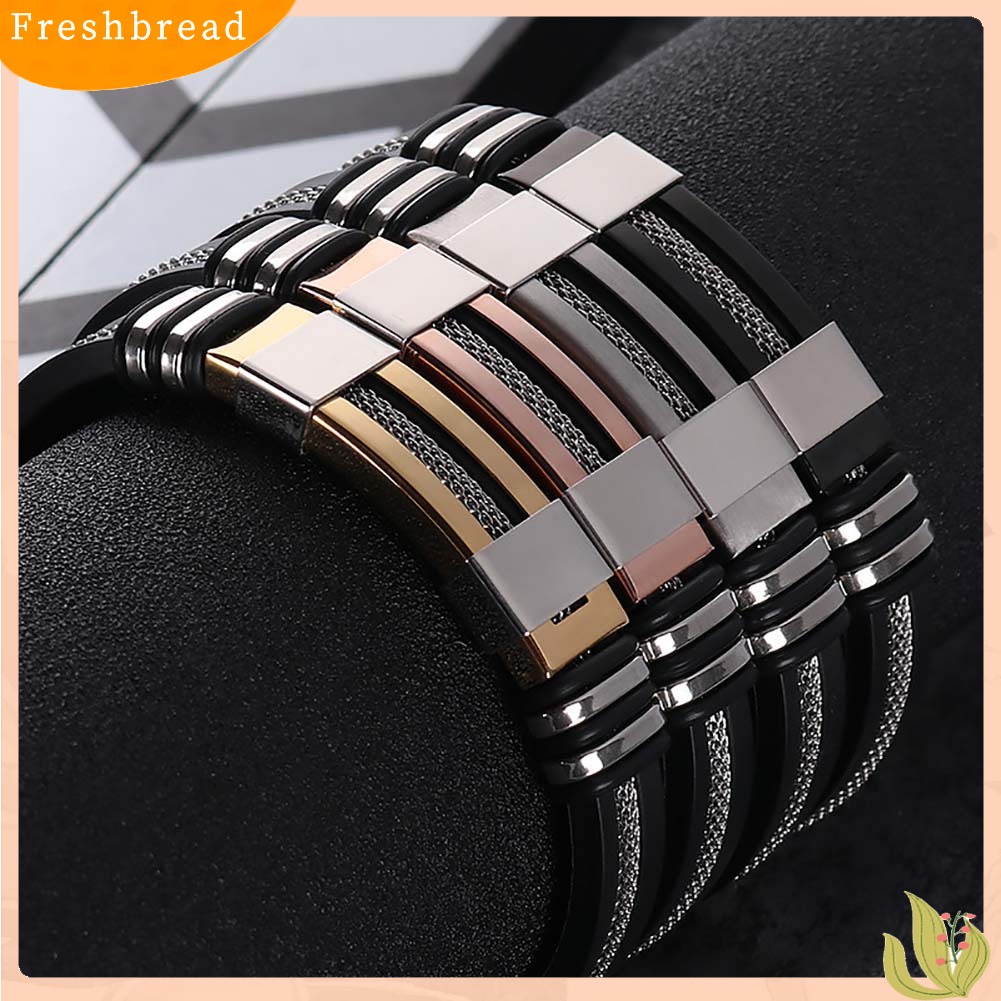 &lt; Freshbread &gt; Unik Pria Titanium Steel Rantai Tangan Buatan Tangan Gelang Bangle Club Perhiasan Hadiah