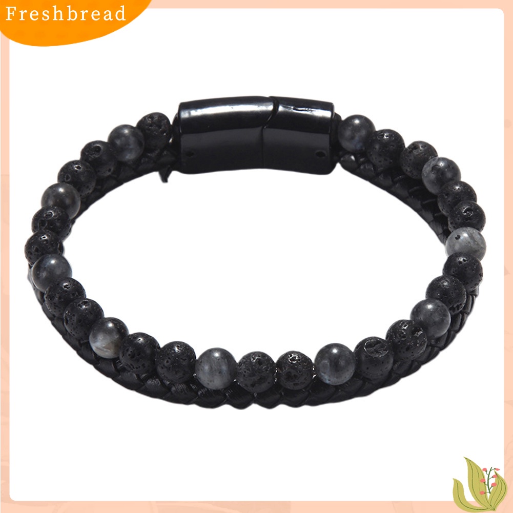 &lt; Freshbread &gt; Fashion Pria Manik-Manik Batu Alam ic Gesper Gelang Bangle Perhiasan Hadiah