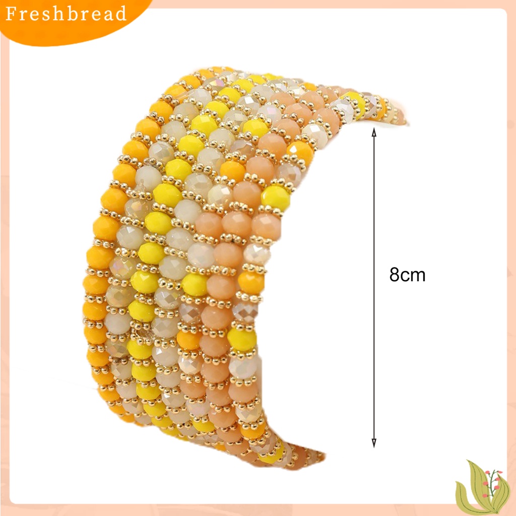 &lt; Freshbread &gt; 7Pcs Wanita Gelang Multilayer Faux Glaze Perhiasan Tali Elastis Manik-Manik Gelang Untuk Pesta Pernikahan Perjamuan