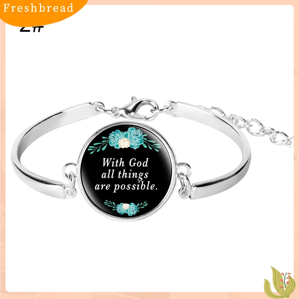 &lt; Freshbread &gt; Unisex Bible Verse Quote Mazmur Kaca Cabochon Pesona Gelang Perhiasan Kristen