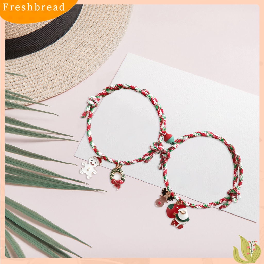 &lt; Freshbread &gt; 1pasang ic Gelang Rantai Gaya Natal Adjustable Santa Claus Couple Bangle Untuk Hadiah Ulang Tahun