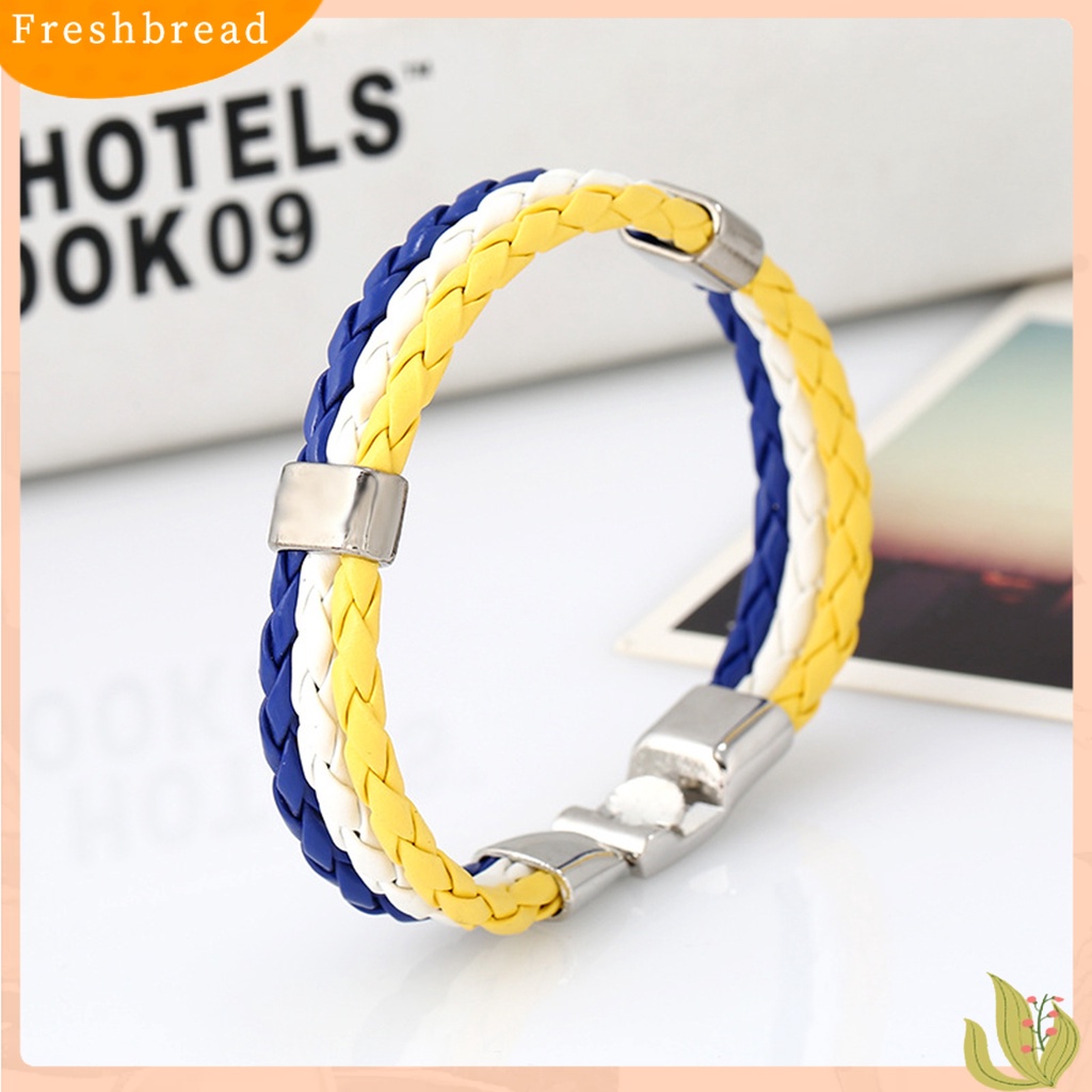 &lt; Freshbread &gt; Gelang Anyaman Dengan Gesper Multi Layers Casual World Cup National Element Bracelet Untuk Kehidupan Sehari-Hari