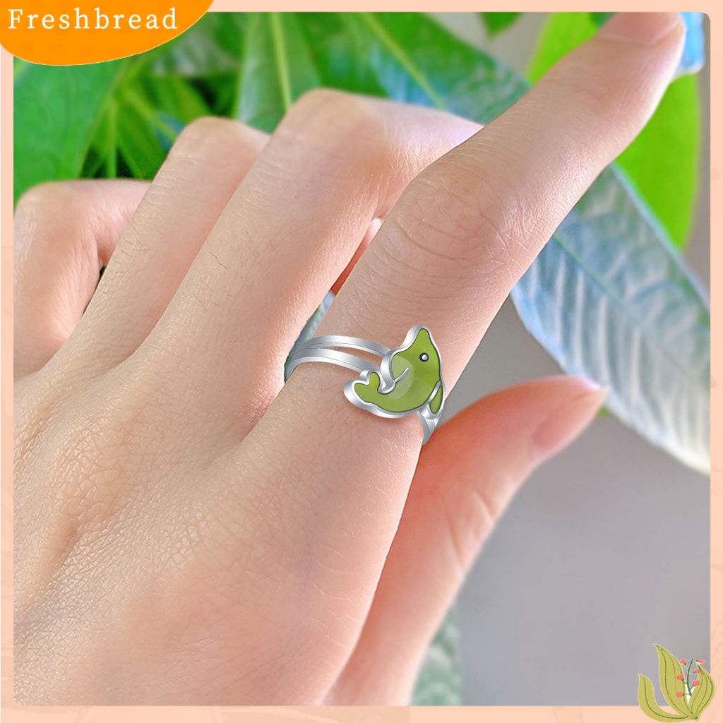 &lt; Freshbread &gt; Adjustable Lucu Mengkilap Terang Wanita Cincin Dolphin Suhu Berubah Warna Mood Ring Perhiasan Aksesoris