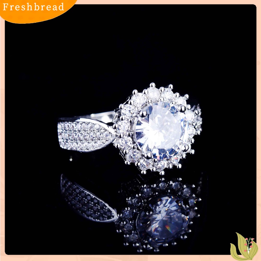 &lt; Freshbread &gt; Shiny Wedding Band Indah Tembaga Lady Trendi Pertunangan Cincin Perhiasan Aksesori