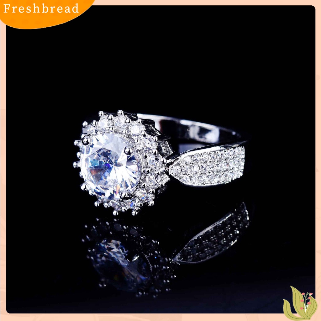 &lt; Freshbread &gt; Shiny Wedding Band Indah Tembaga Lady Trendi Pertunangan Cincin Perhiasan Aksesori