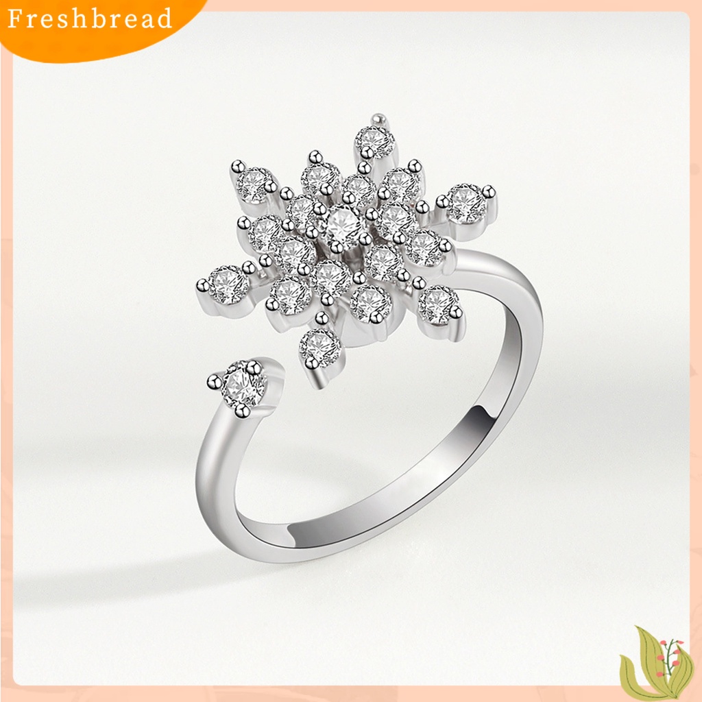 &lt; Freshbread &gt; Wanita Cincin Pembukaan Yang Dapat Diputar Berlian Imitasi Mengkilap Hias Berkilau Pereda Kecemasan Tahun Baru Hadiah Natal Snowflake Pernikahan Pertunangan Cincin Perhiasan Untuk Pacaran