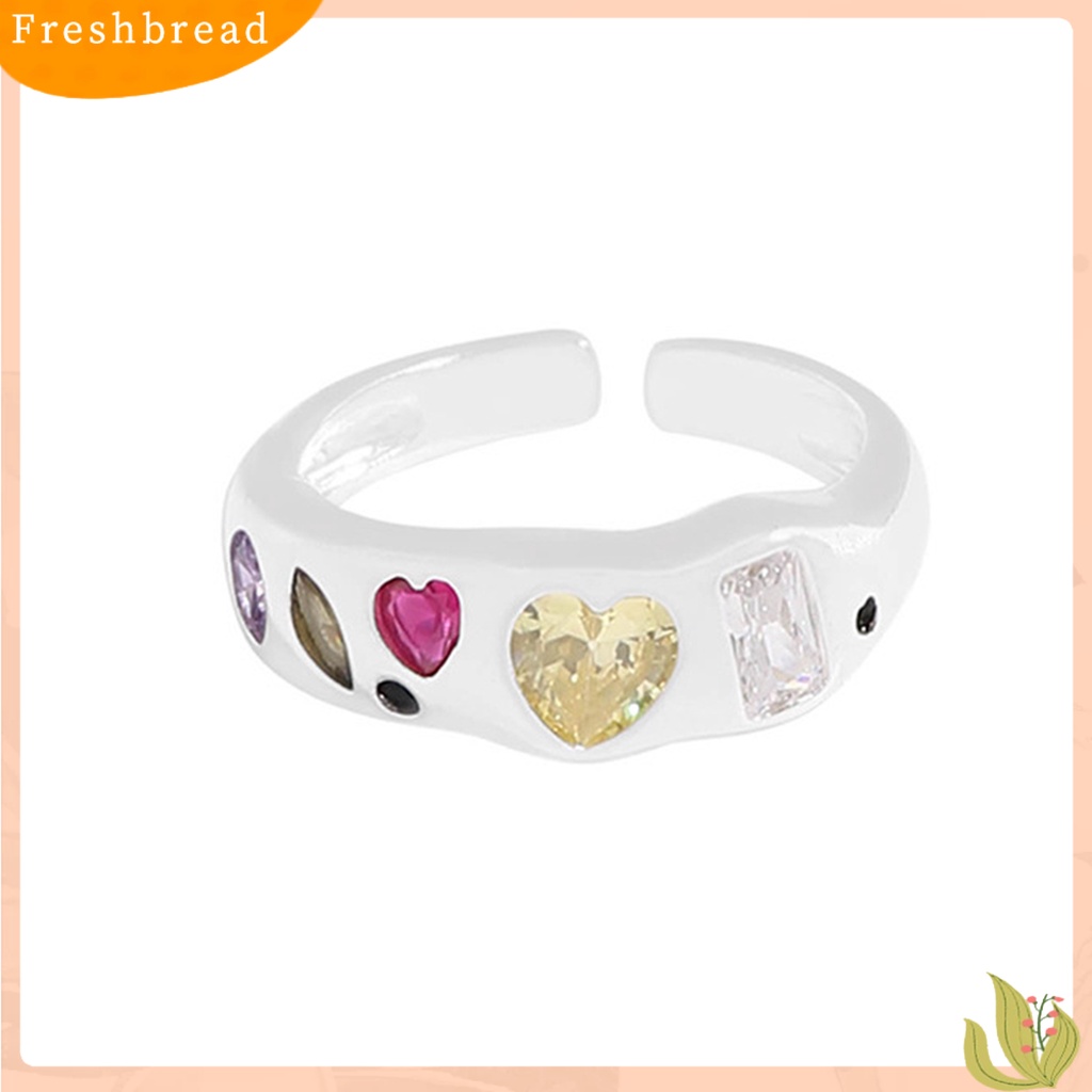 &lt; Freshbread &gt; Wanita Cincin Bukaan Elegan Dapat Disesuaikan Tidak Teratur Warna-Warni Berlian Imitasi Jari Cincin Perhiasan Fashion