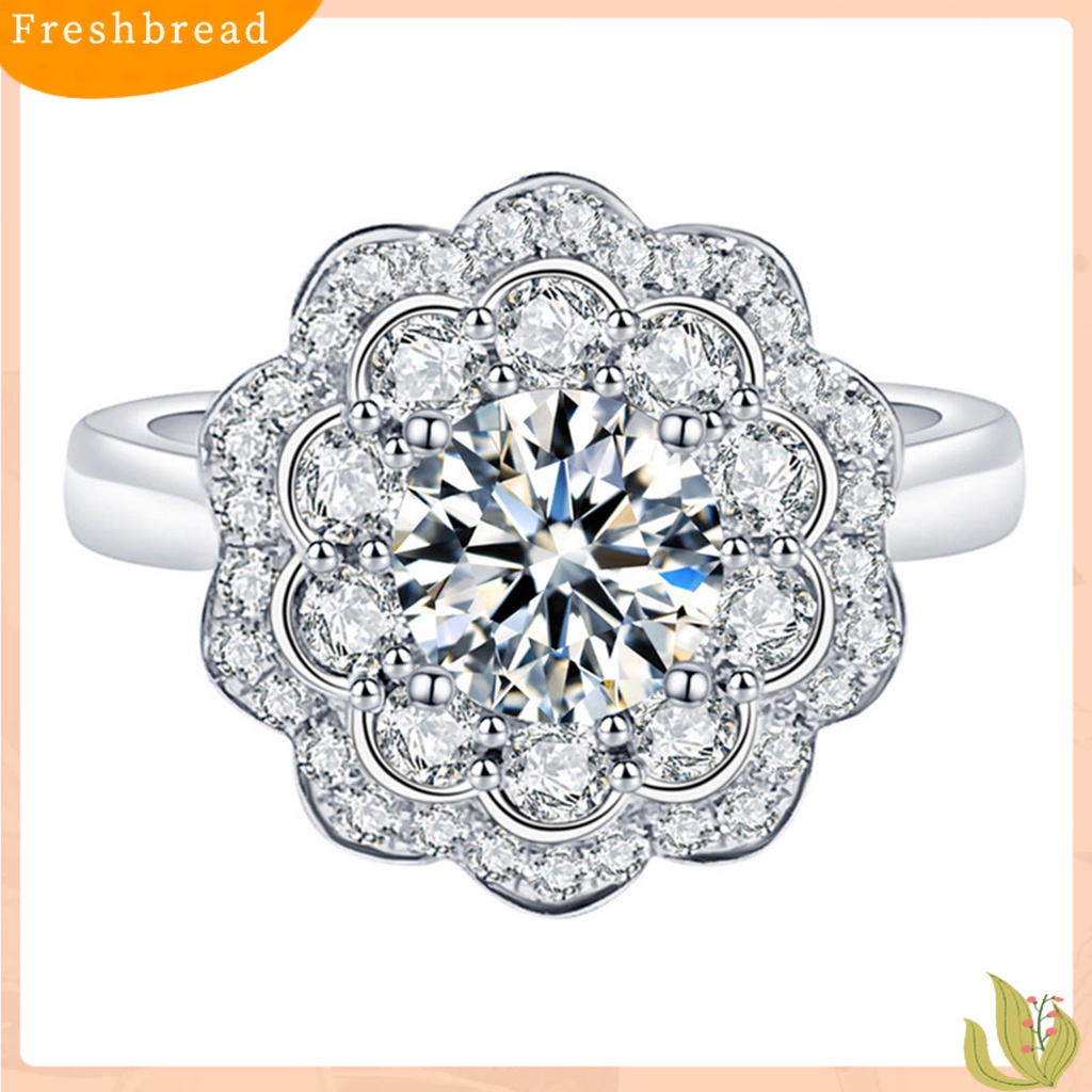 &lt; Freshbread &gt; Cincin Wanita Bersinar Hias Manis Cubic Zirconia Finger Ring Untuk Pesta