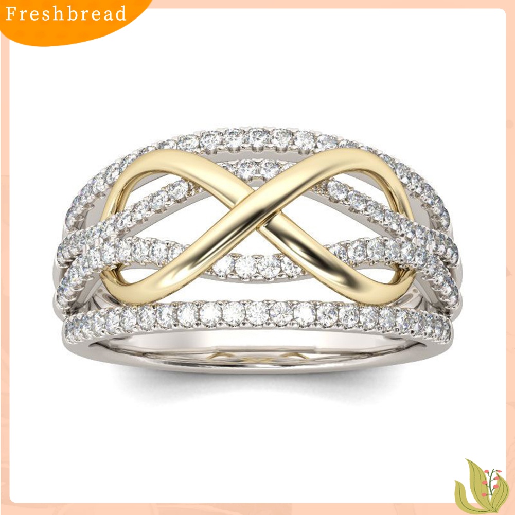 &lt; Freshbread &gt; 8-bentuk Berlian Imitasi Mengkilap Wanita Pernikahan Pertunangan Janji Cincin Perhiasan Hadiah