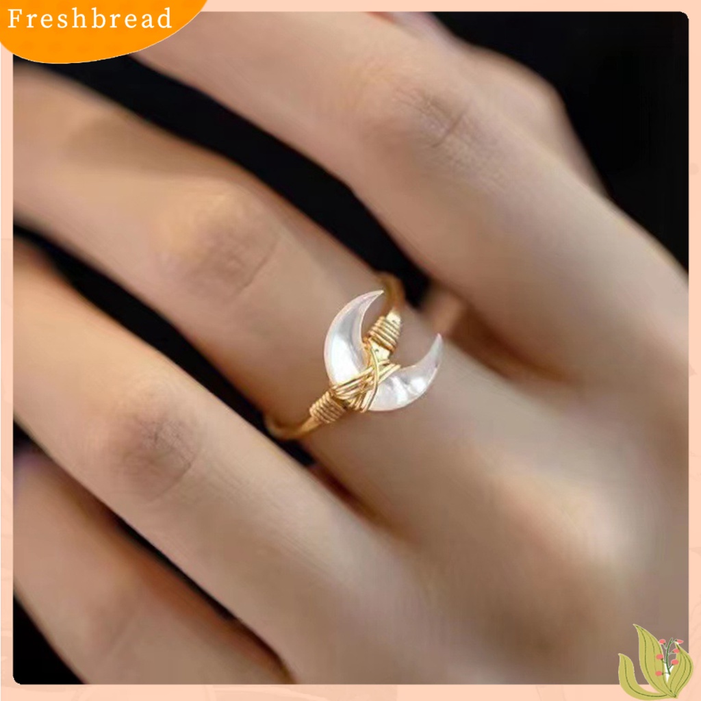 &lt; Freshbread &gt; Cincin Lady Mulia Indah Yang Dapat Disesuaikan Trendi Setengah Bulan Dekorasi Jari Cincin Perhiasan Aksesori