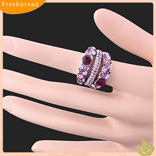< Freshbread > Cincin Cubic Zirconia Wanita Paduan Band Berlian Imitasi Kristal Perhiasan Hadiah Mempesona