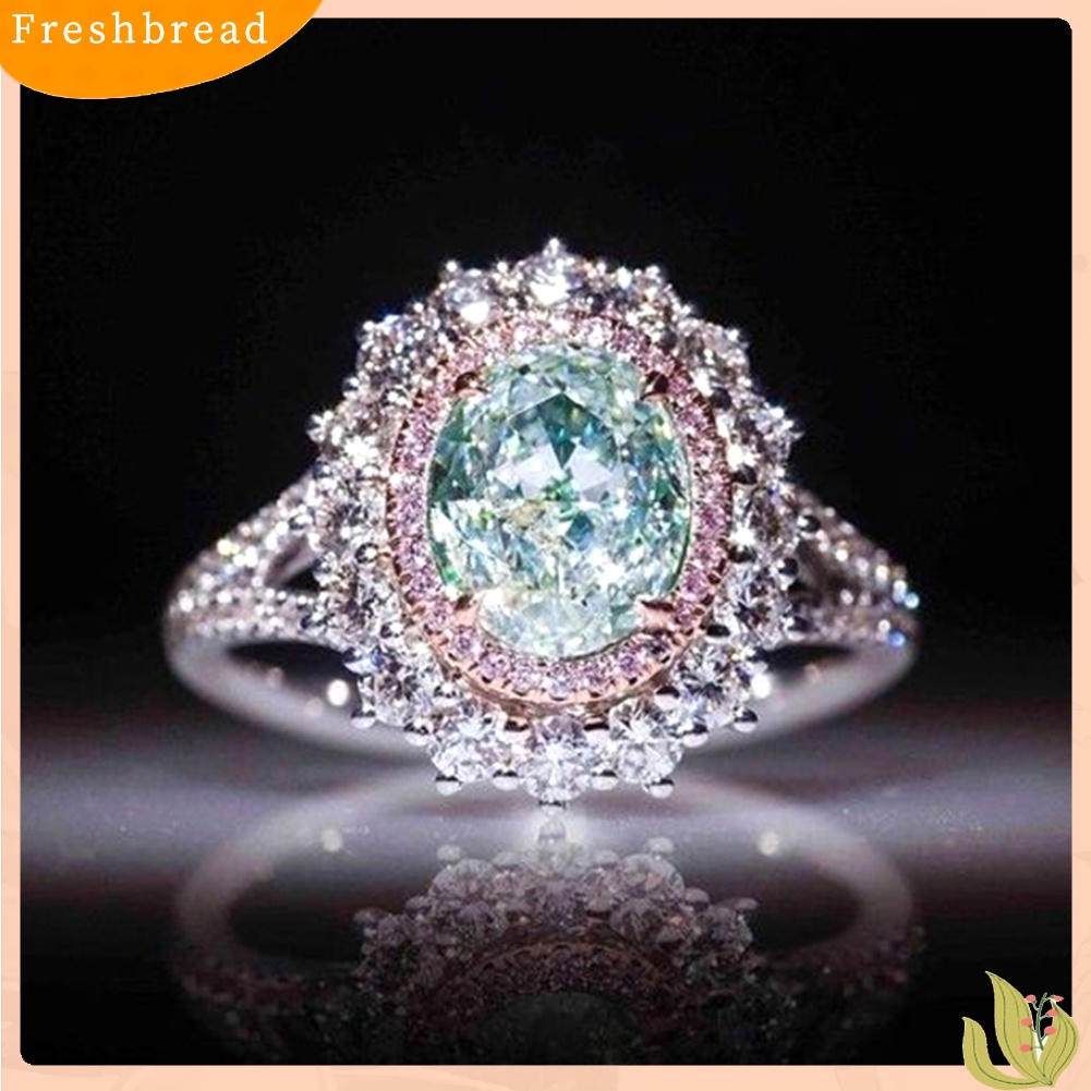 &lt; Freshbread &gt; Shiny Women Big Hollow Faux Topaz Berlian Imitasi Perhiasan Pesta Bridal Wedding Ring