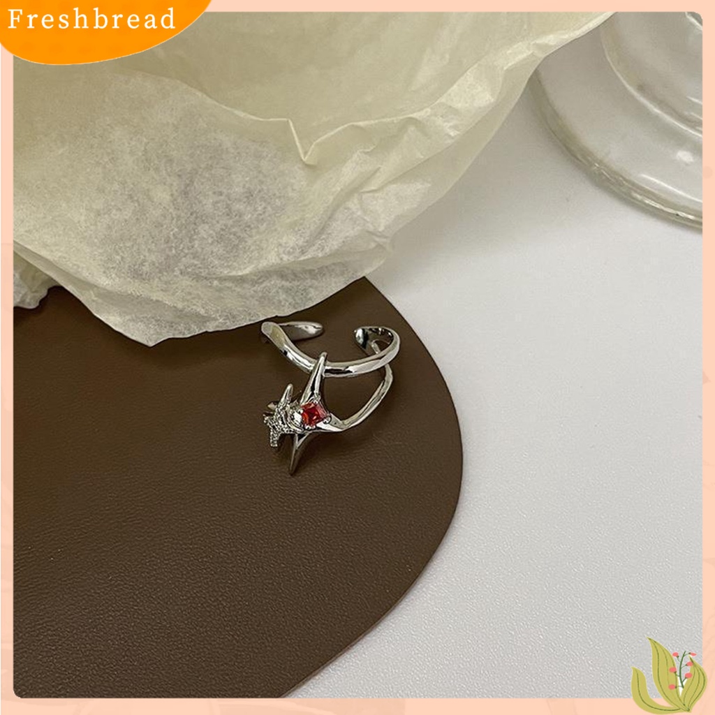 &lt; Freshbread &gt; Cincin Wanita Temperamen Multi Layer Yang Dapat Disesuaikan Kreatif Salib Spiral Bintang Terbuka Cincin Aksesoris Perhiasan