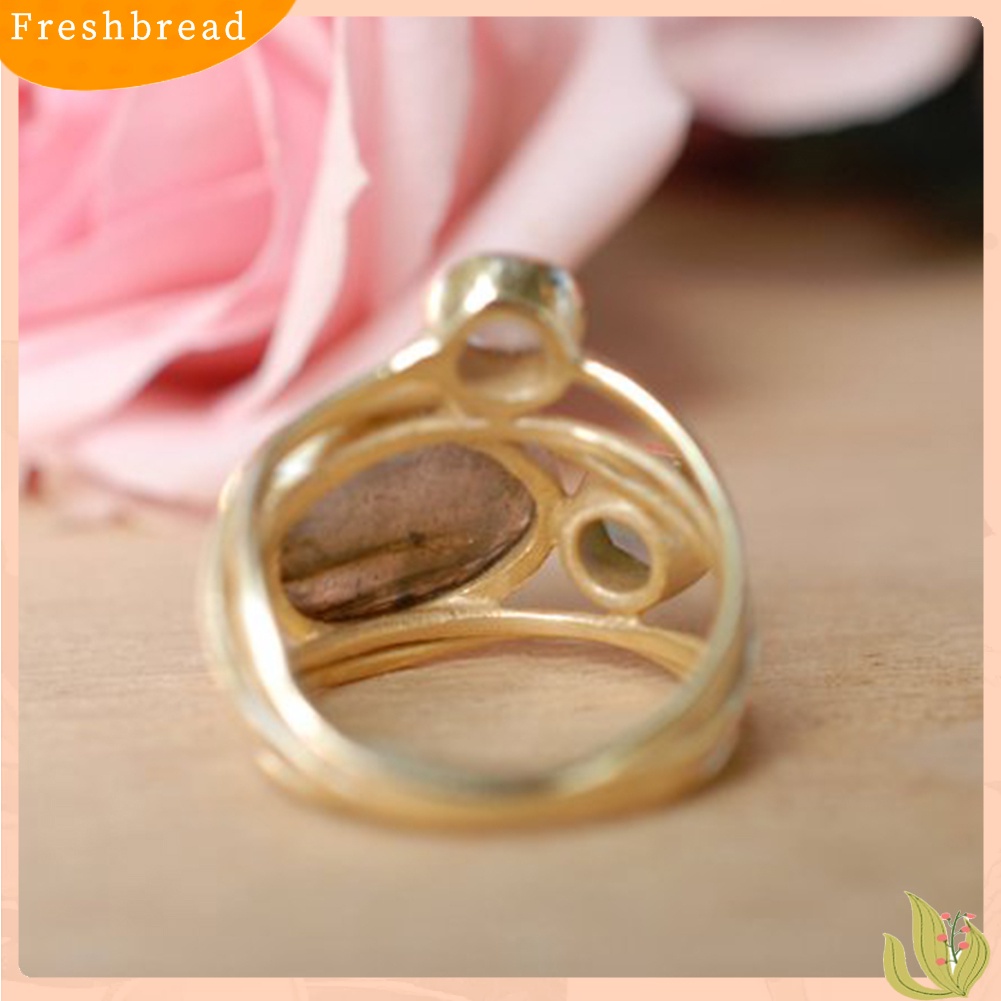 &lt; Freshbread &gt; Vintage Irregular Multilayer Buatan Moonstone Wanita Jari Cincin Perhiasan Hadiah