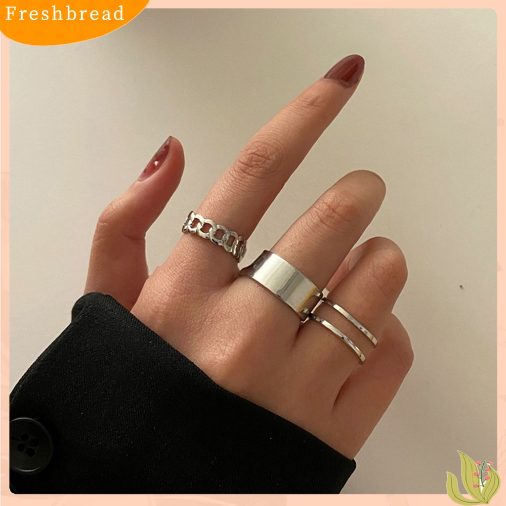 &lt; Freshbread &gt; 3Pcs Cincin Wanita Indah Tahan Aus Alloy Mid Finger Stackable Rings Untuk Pesta