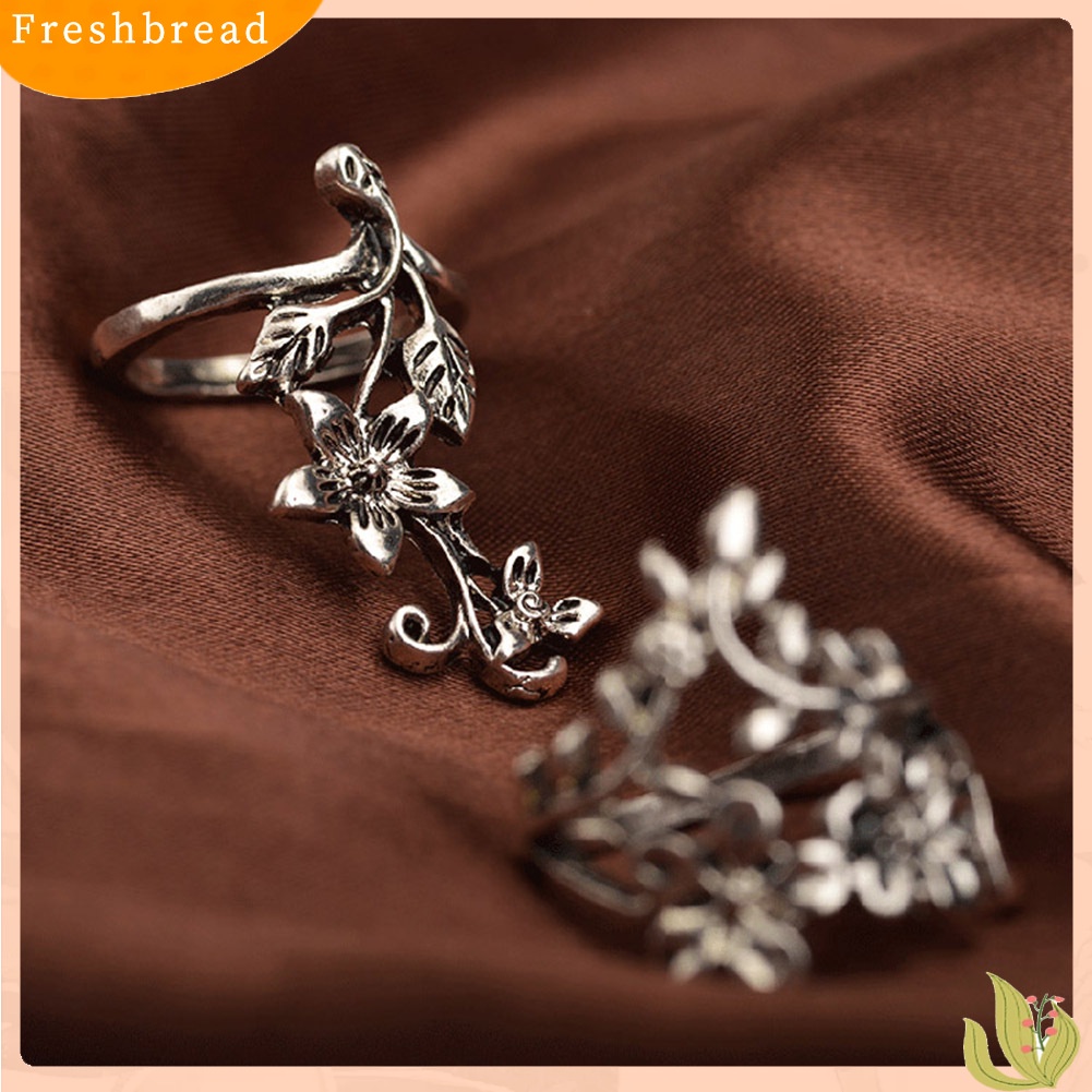 &lt; Freshbread &gt; 4Pcs Wanita Vintage Stereo Bunga Daun Midi Jari Buku Jari Cincin Set Perhiasan