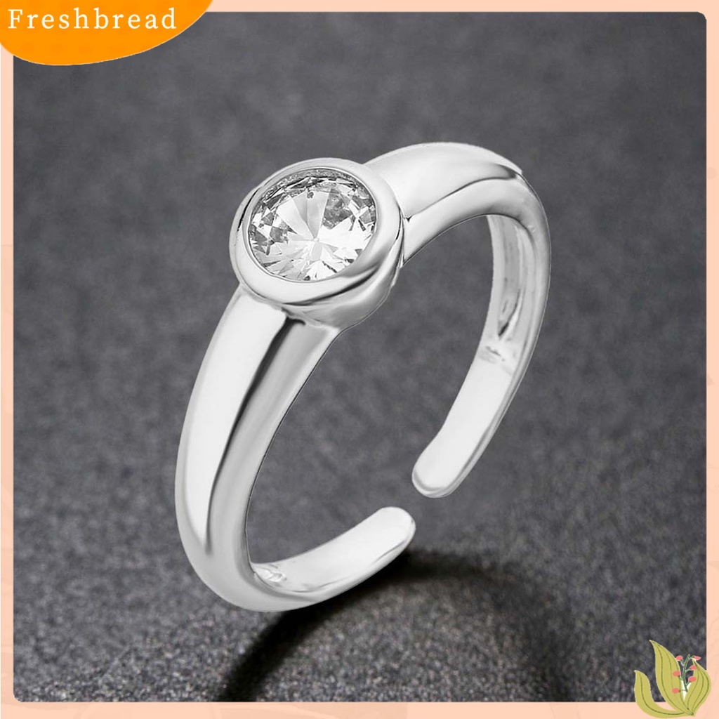 &lt; Freshbread &gt; Cincin Jari Electroplating Adjustable High Gloss Charming Cubic Zirconia Dress Up Hypoallergenic Bright Luster Terbuka Cincin Wanita Perhiasan