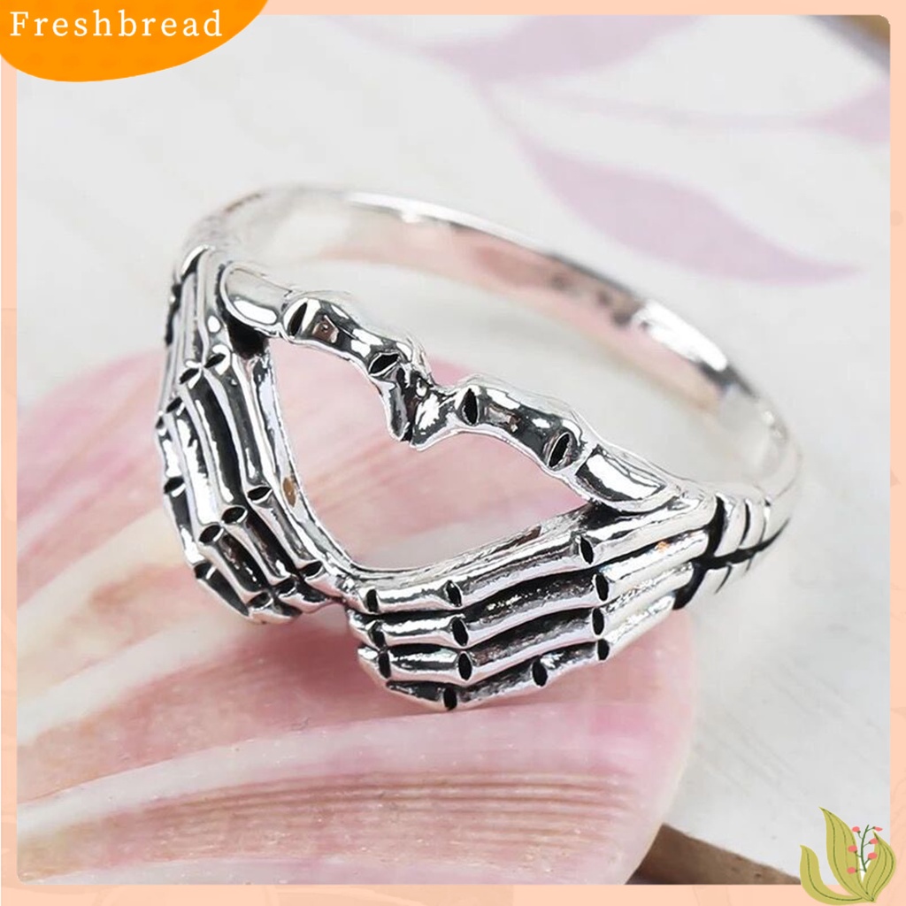 &lt; Freshbread &gt; Cincin Retro Tengkorak Tangan Alloy Hip Hop Unisex Cincin Keren Untuk Hadiah