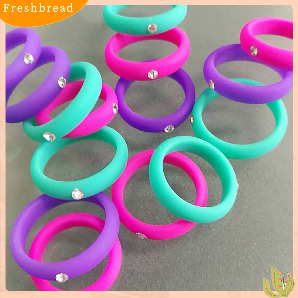 &lt; Freshbread &gt; Wanita Fashion Silikon Pernikahan Band Berlian Imitasi Cincin Perhiasan Hadiah Hari Valentine