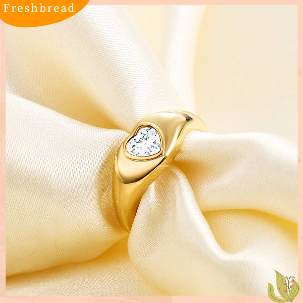 &lt; Freshbread &gt; Wanita Cincin Kepribadian Dipoles Minimalis Hypoallergenic Elegan Hadiah Stainless Steel Cinta Hati Berlian Imitasi Jari Cincin Fashion Perhiasan