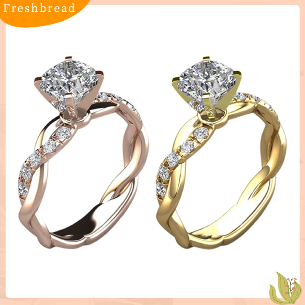 &lt; Freshbread &gt; Cincin Kawin Memutar Berkilau High-end Besar Berlian Imitasi Buku Jari Circlet Perhiasan Perempuan