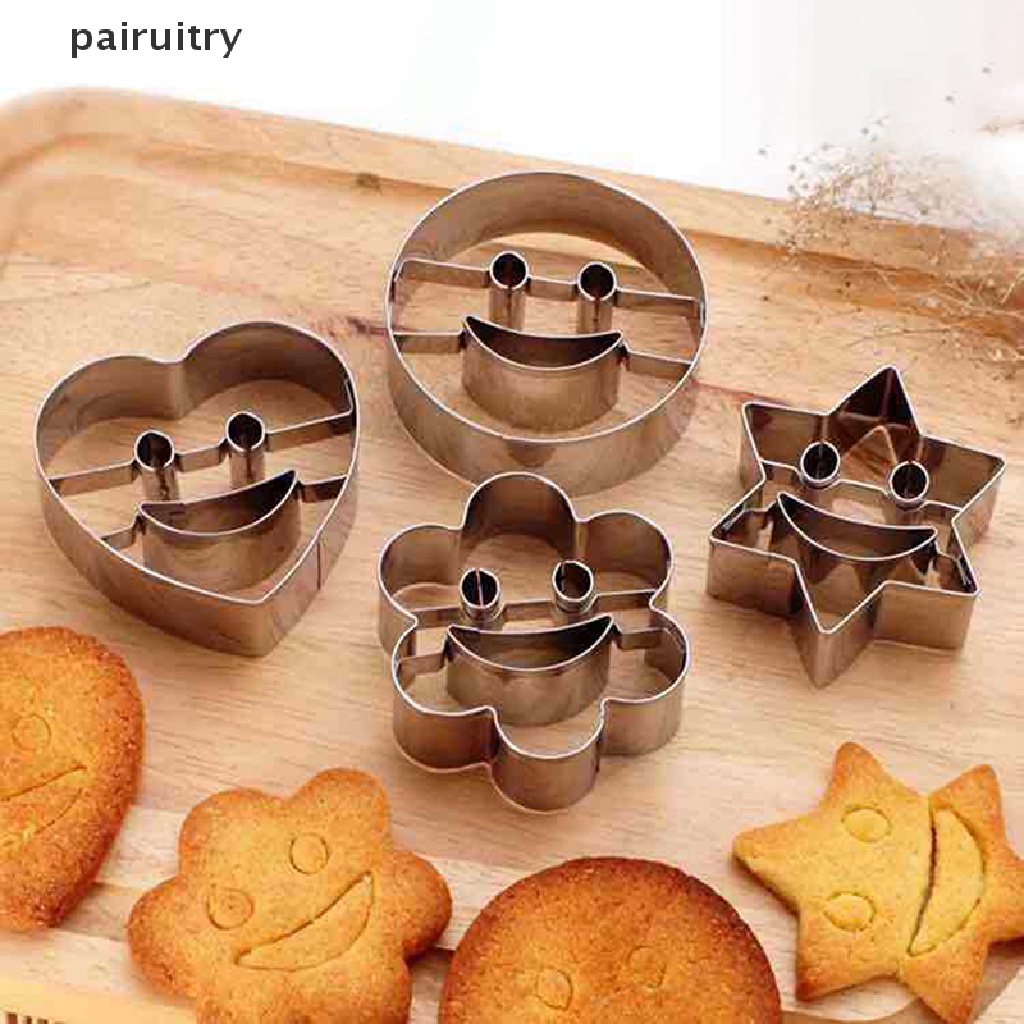 Prt 4Pcs Cetakan Kue Kering Bentuk Anak-Anak Rumah Baking Smiley Shape Stainless Steel Cetakan PRT