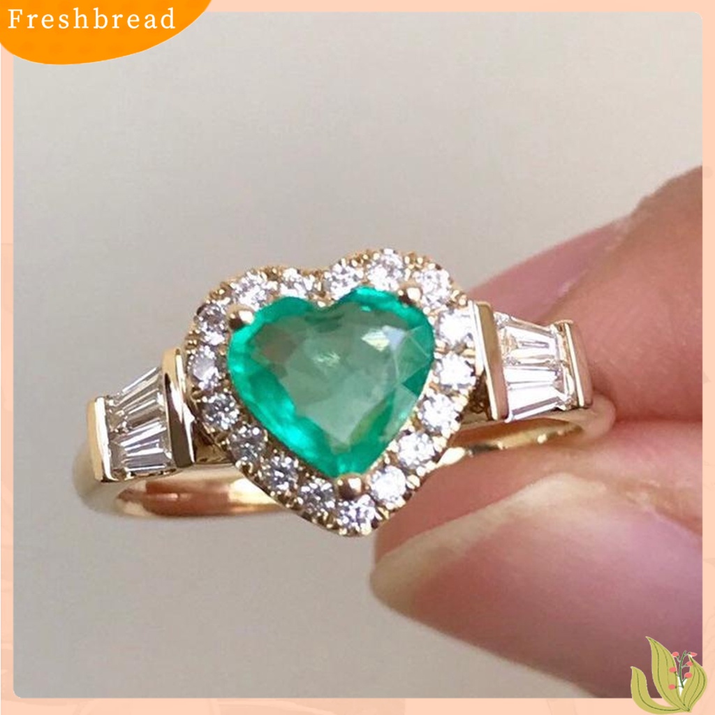 &lt; Freshbread &gt; Cincin Kawin Cantik Electroplating Retro Hadiah Cinta Emas Hati Berlian Imitasi Jari Cincin Perhiasan Fashion