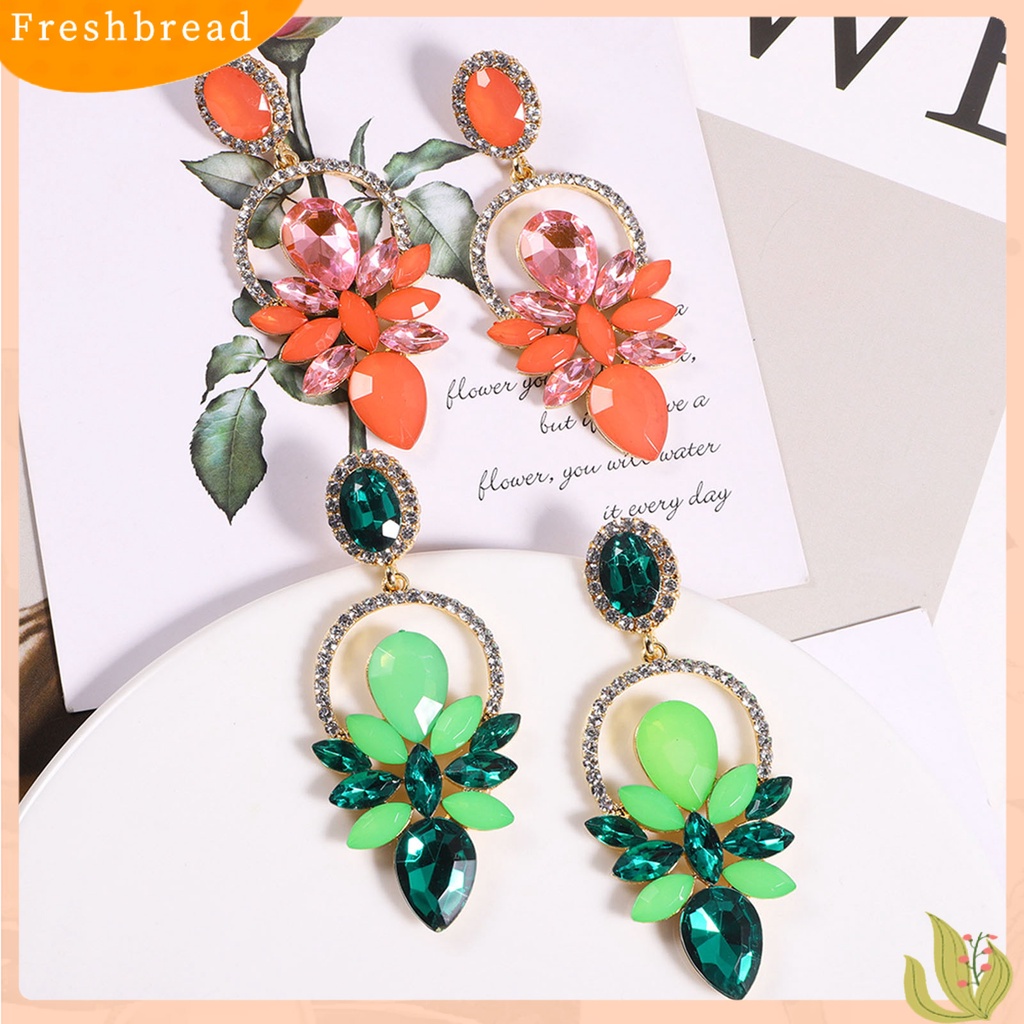 &lt; Freshbread &gt; 1pasang Tindik Bersinar Indah Anting Pejantan Bentuk Tetesan Air Berlian Imitasi Daun Wanita Anting Perhiasan Pernikahan