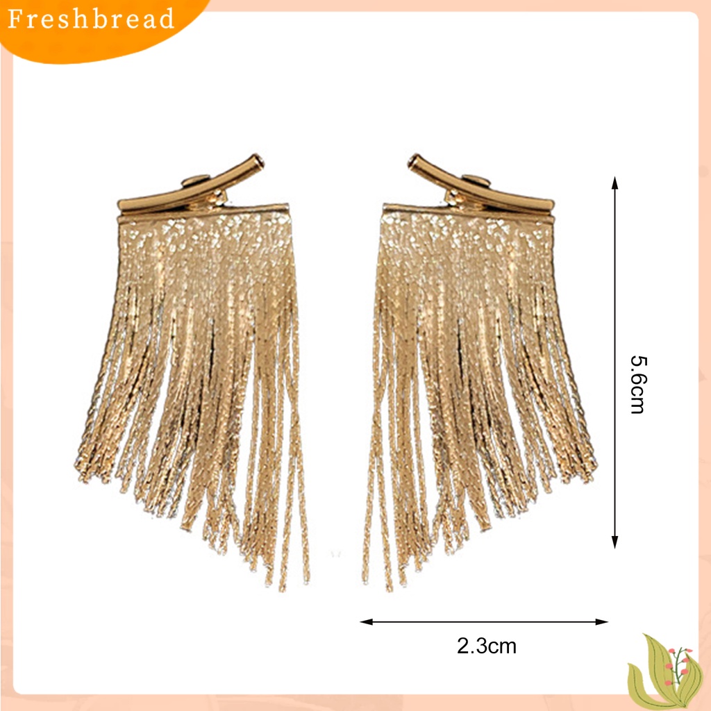 &lt; Freshbread &gt; 1pasang Anting Pejantan Bohemian Desain Busur Kilau Terang Geometris Electroplating Hias Hadiah Rantai Panjang Rumbai Liontin Anting