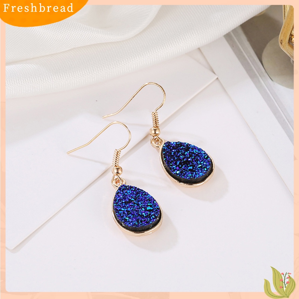 &lt; Freshbread &gt; Fashion Wanita Tetesan Air Drusy Menjuntai Kait Anting Hadiah Perhiasan Pesta Unik