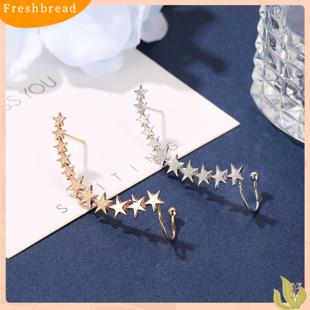 &lt; Freshbread &gt; 1pc Klip Anting Bentuk Bintang Warna Solid Ramah Untuk Kulit Anti-Cacat Indah Dekoratif Portabel Tahan Lama Ringan Wanita Stud Earrings Hadiah