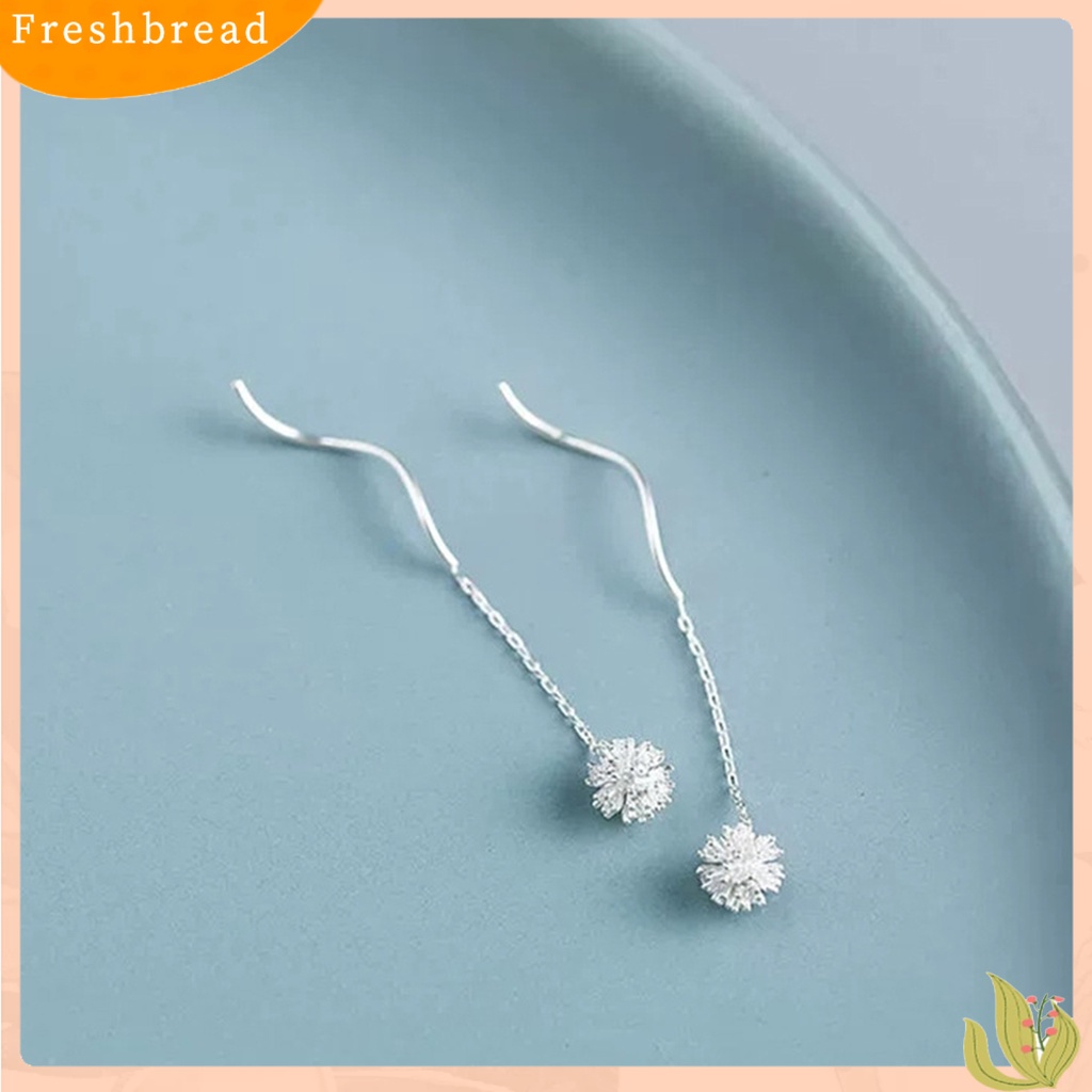 &lt; Freshbread &gt; 1pasang Anting Bunga Ladies Menarik Hias Anting Dandelion Menjuntai Panjang Untuk Kehidupan Sehari-Hari