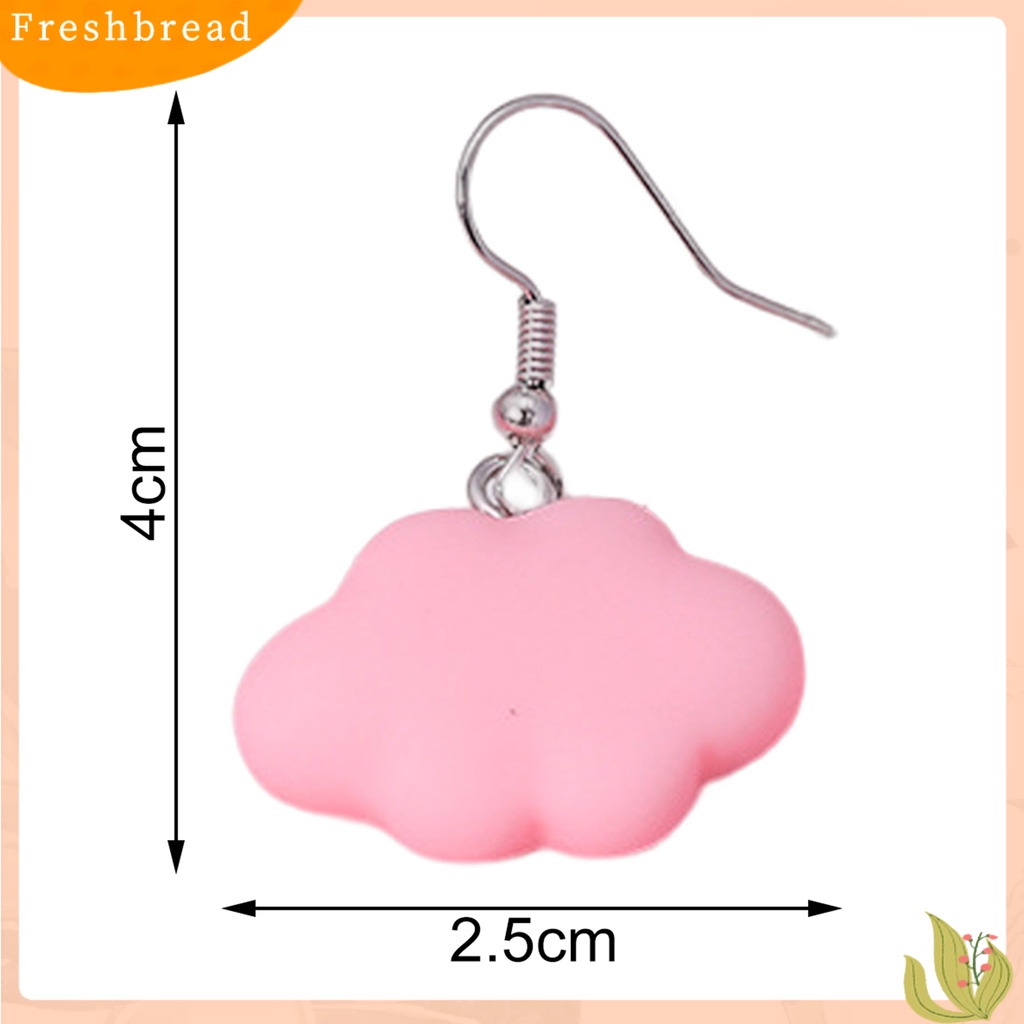 &lt; Freshbread &gt; 1pasang Anting Kait Motif Kartun Awan Indah Anting Menjuntai Warna Permen Untuk Pakaian Sehari-Hari