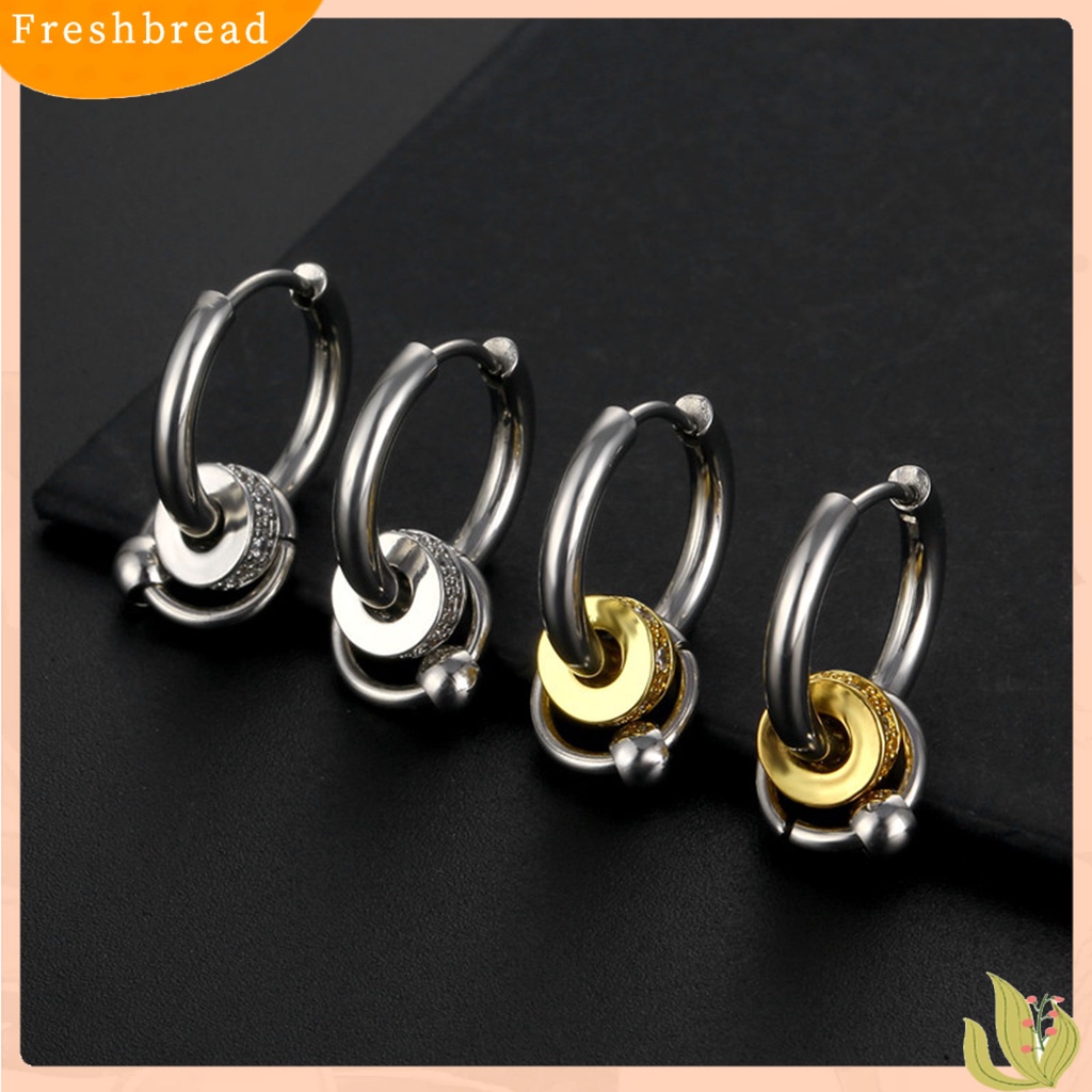 &lt; Freshbread &gt; 1pasang Ear Studs Multi-layers Cincin Punk Hip Hop Kepribadian Hadiah Baja Titanium Keren Sederhana Pria Anting Perhiasan Fashion