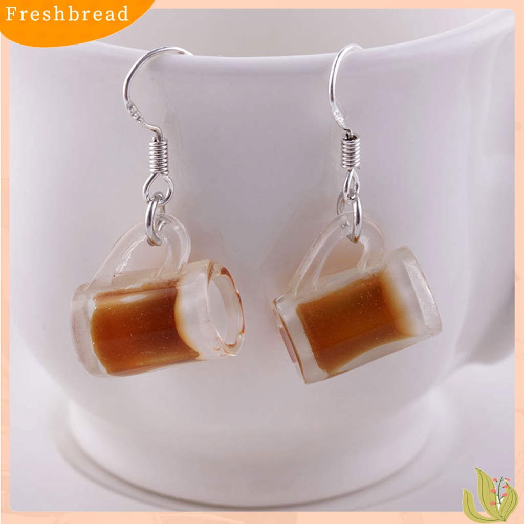 &lt; Freshbread &gt; 1pasang Anting Drop Hidup Lucu Paduan Botol Minum Liontin Klip Kait Anting Perhiasan Fashion