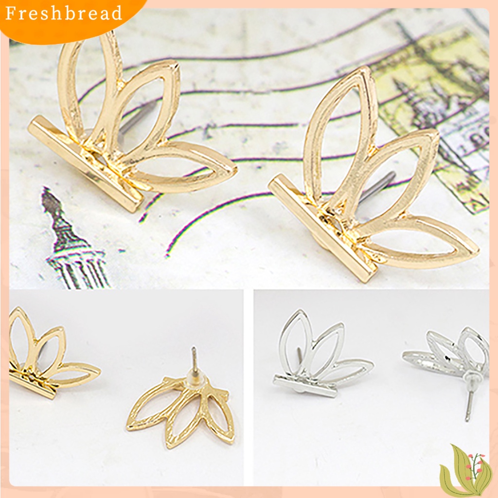 &lt; Freshbread &gt; 1pasang Fashion Wanita Berongga Bentuk Lotus Anting Stud Telinga Dua Sisi Untuk Pesta Pernikahan Club