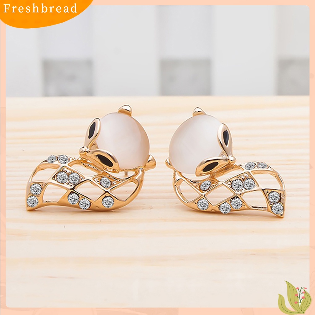 &lt; Freshbread &gt; Wanita Fashion Berongga Rubah Imitasi Opal Berlian Imitasi Telinga Studs Pesta Club Earrings