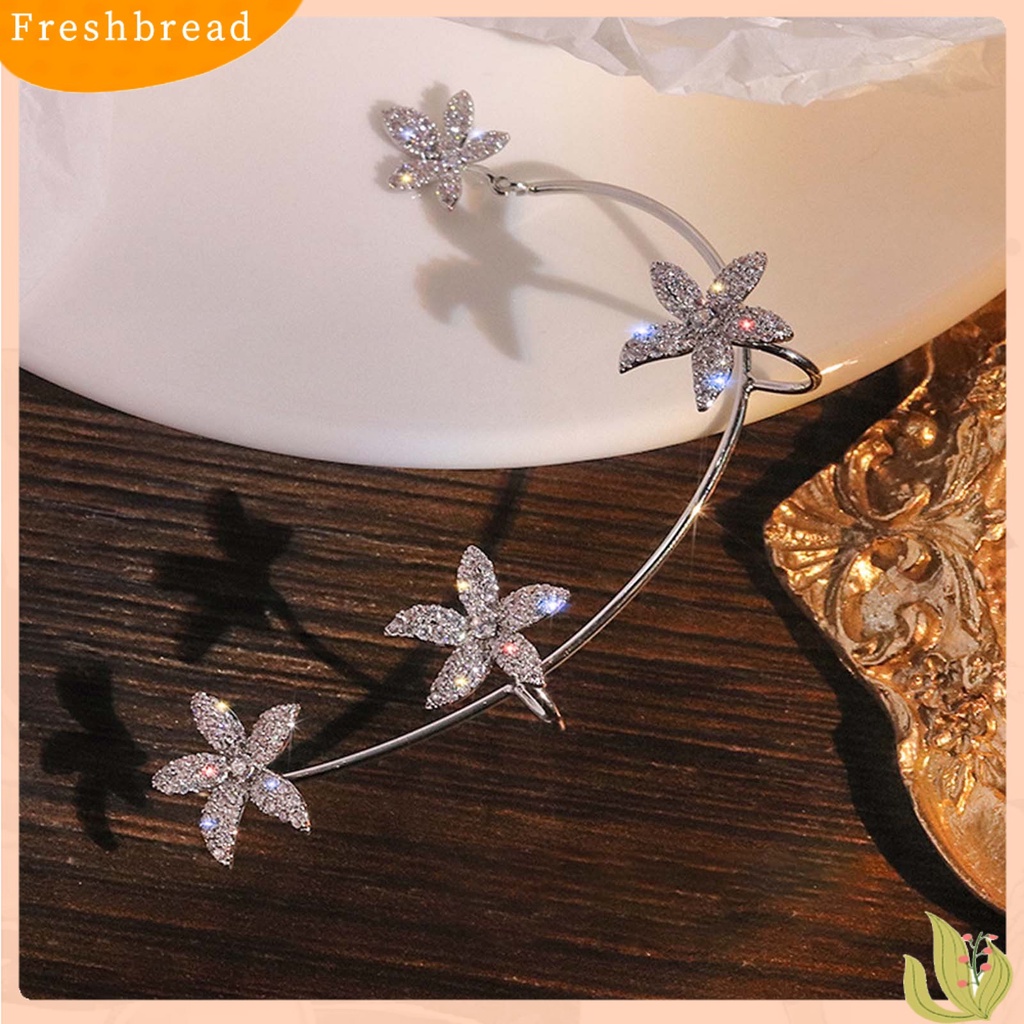 &lt; Freshbread &gt; 1Pc Klip Anting Bunga Berlian Imitasi Perhiasan Electroplated Sparkling Ear Cuff Untuk Pesta