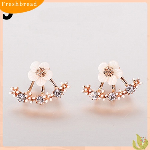 &lt; Freshbread &gt; Fashion Wanita Gaya Korea Anting Pola Daisy Kecil Berlian Imitasi Jaket Telinga Ear Studs