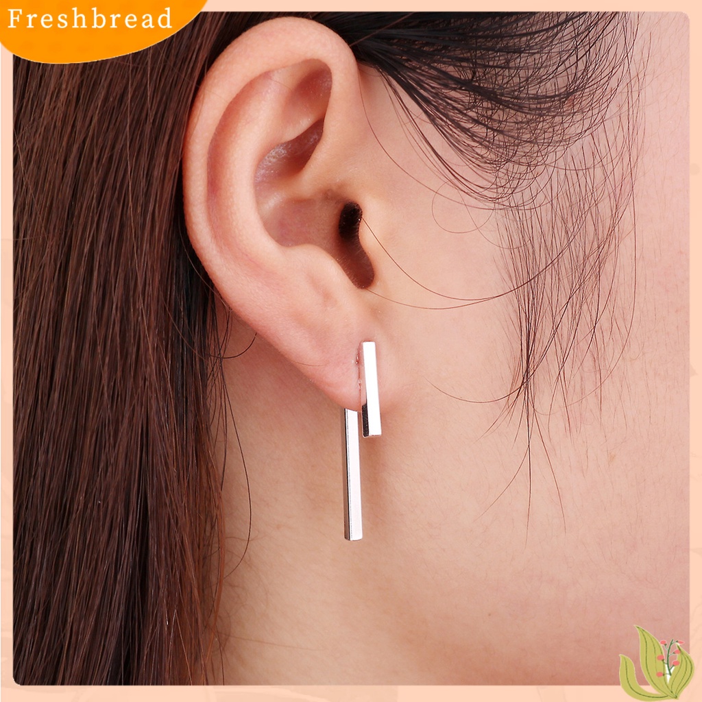 &lt; Freshbread &gt; 1pasang Anting Pejantan Kesederhanaan Geometris Berbentuk T Poles Temperamen Berdandan Tahan Luntur Sederhana T Bar Drop Anting-Anting Perlengkapan Kostum