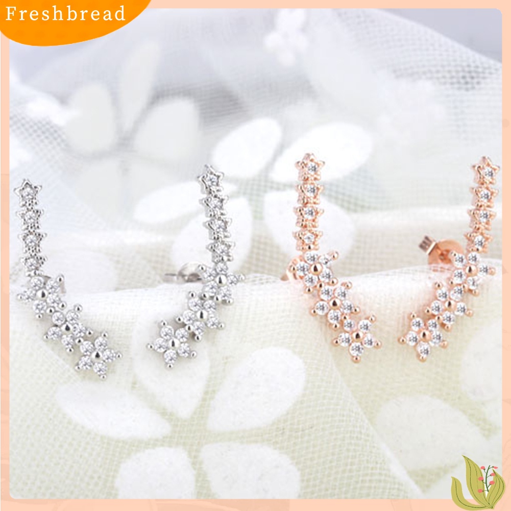 &lt; Freshbread &gt; Fashion Bintang Manis Cubic Zirconia Stud Earrings Perhiasan Indah Wanita