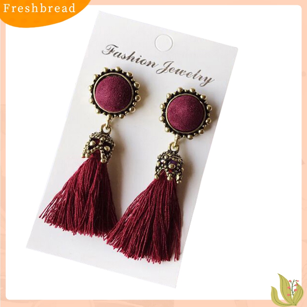 &lt; Freshbread &gt; Etnik Wanita Panjang Rumbai Menjuntai Drop Stud Earrings Perhiasan Hadiah Hari Valentine