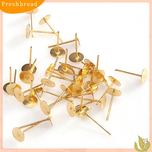 &lt; Freshbread &gt; 200 Pcs Besi Flat Earring Earrings Post Stud Membuat Perhiasan Temuan Aksesoris