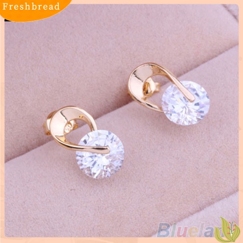 &lt; Freshbread &gt; Hadiah Perhiasan Wanita Mempesona Cubic Zirconia CZ Ear Studs Cocktail Earrings