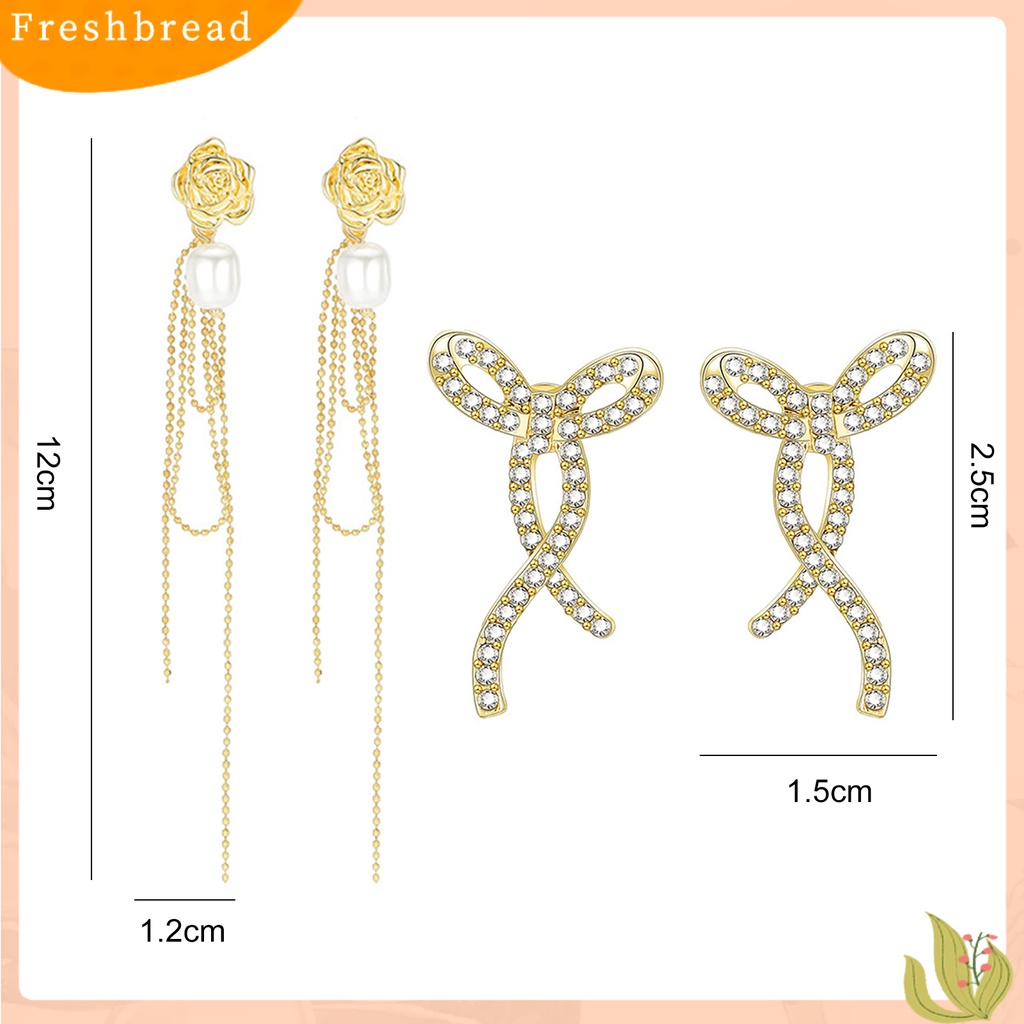 &lt; Freshbread &gt; 1pasang Anting Drop Bentuk Mawar Jumbai Mutiara Imitasi Anting Menjuntai Untuk Janjian Perjamuan Ulang Tahun