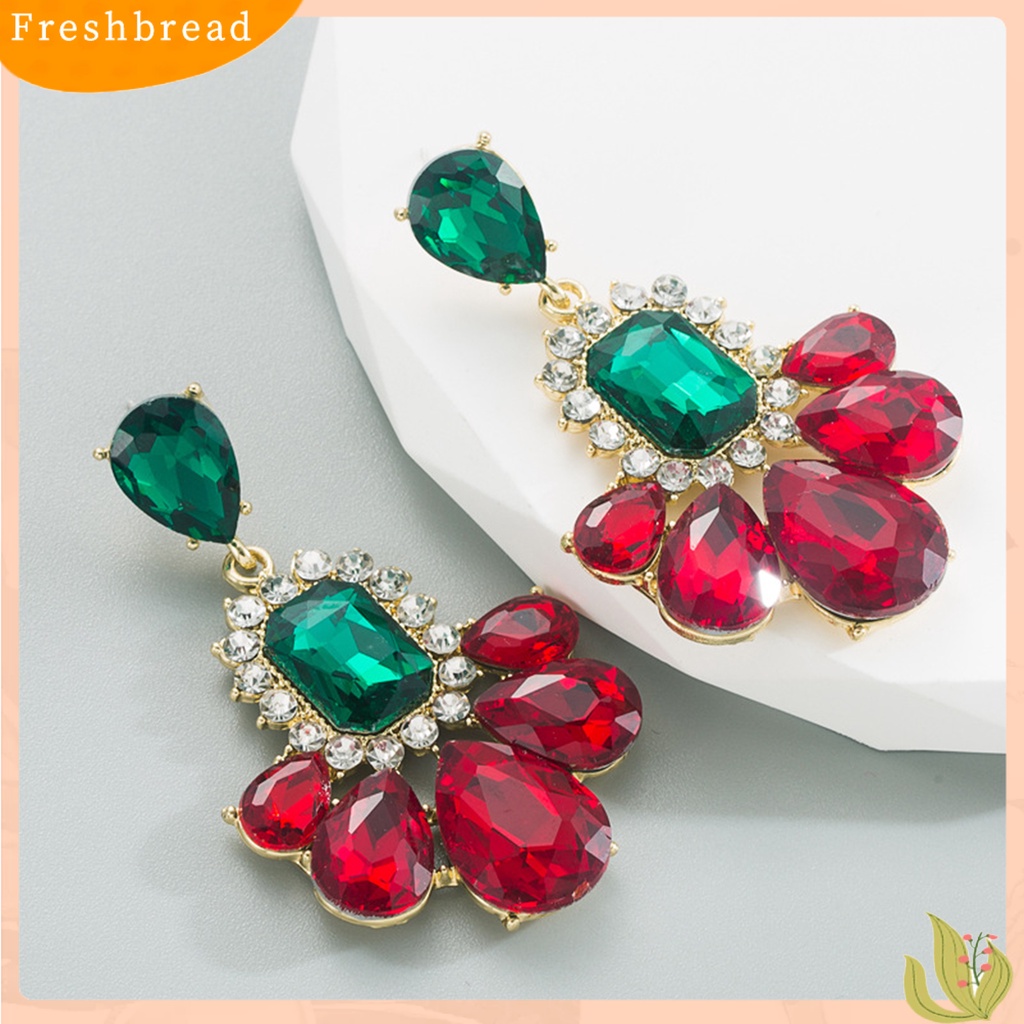 &lt; Freshbread &gt; 1pasang Anting Warna-Warni Berlian Imitasi Berwarna Eye-catching Semua Pertandingan Mengkilap Elegan Sehari-Hari Memakai Vintage Aksesori Menjuntai Tahan Lama Untuk Pesta