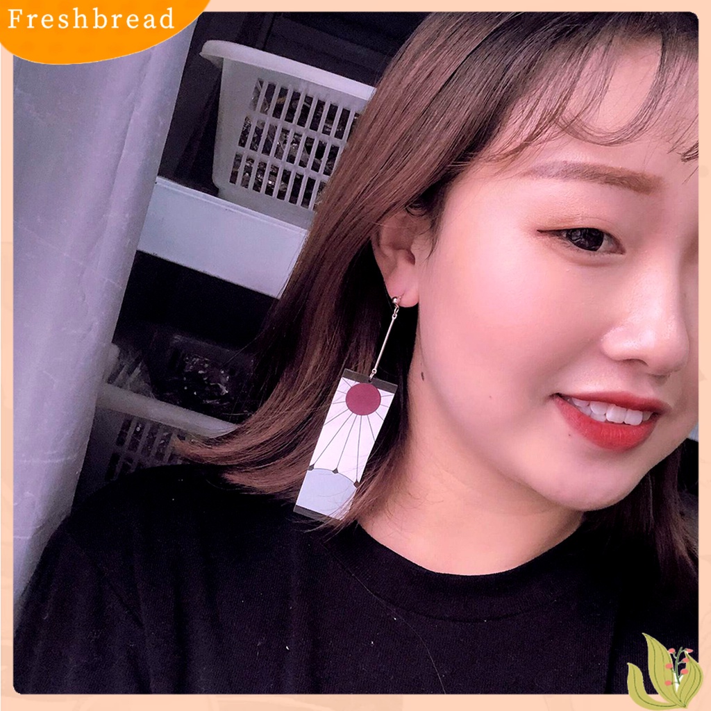 &lt; Freshbread &gt; Anting Stud Bentuk Persegi Panjang Drop Desain Anime Anting Aksesori Perhiasan Anime Akrilik Untuk Pakaian Sehari-Hari