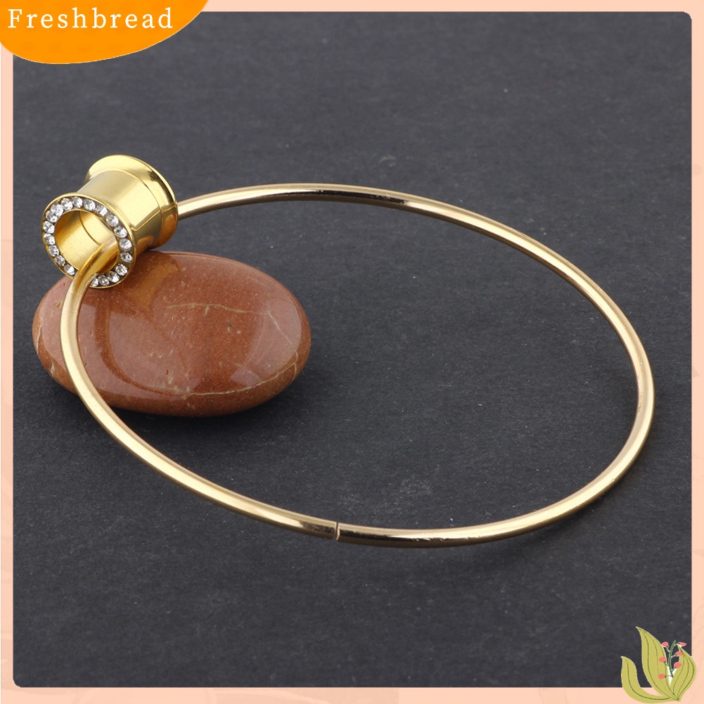 &lt; Freshbread &gt; 1Pc Wanita Berlian Imitasi Lingkaran Menjuntai Ear Plug Tandu Expander Piercing Perhiasan