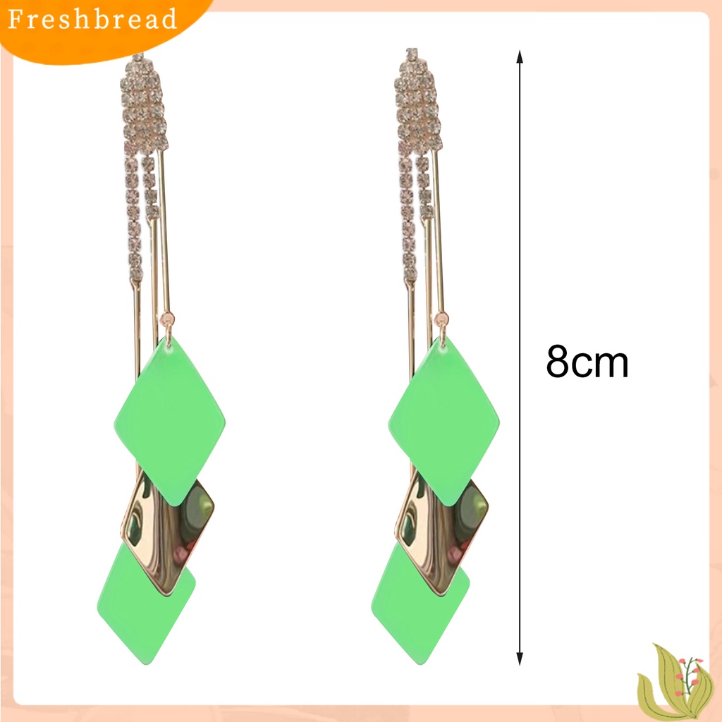 &lt; Freshbread &gt; 1pasang Anting Menjuntai Wanita Rumbai Berlian Imitasi Geometris Anggun Drop Earrings Untuk Hadiah