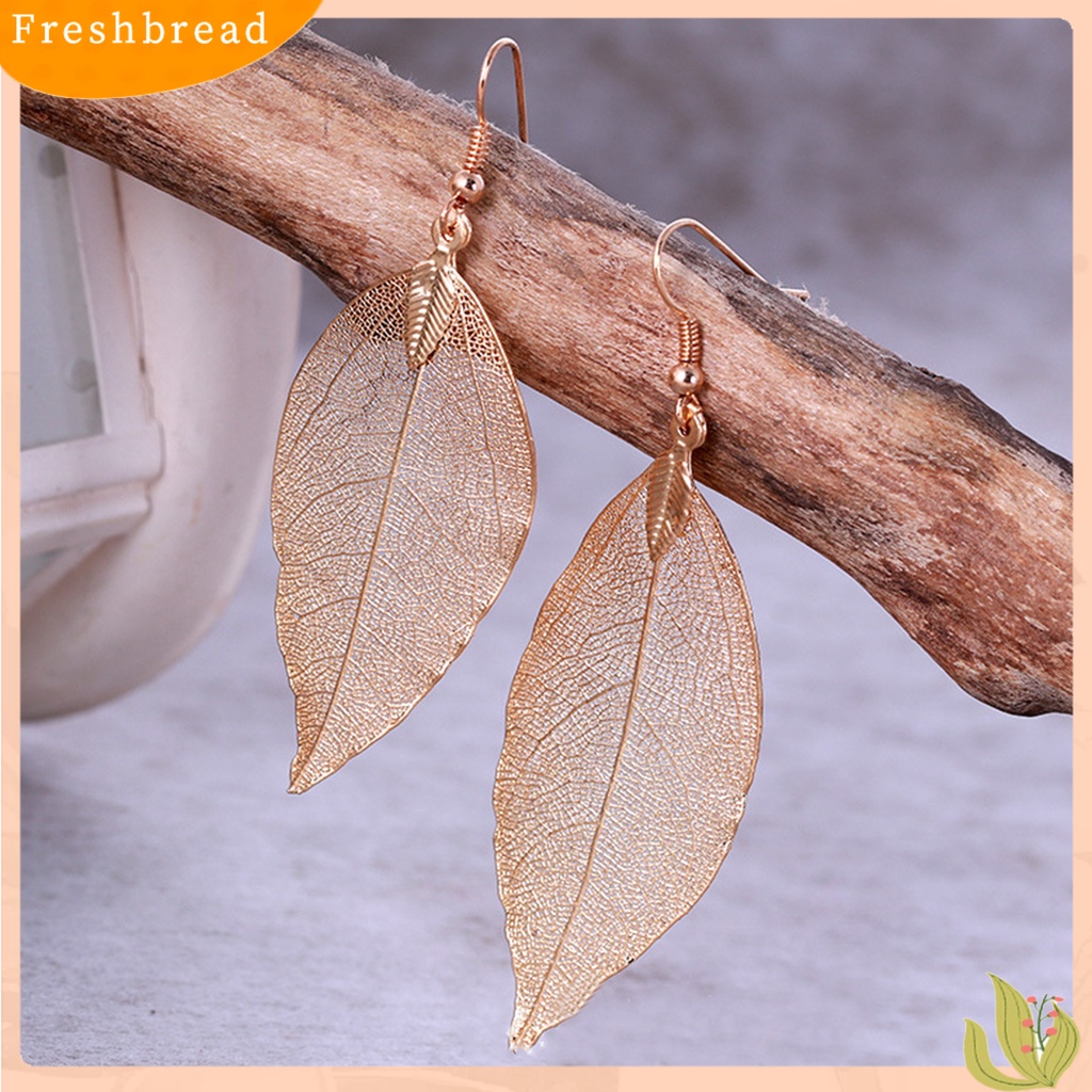 &lt; Freshbread &gt; Pohon Daun Bentuk Alloy Hollow Bright Menjuntai Anting Kait Perhiasan Fashion Untuk Pernikahan